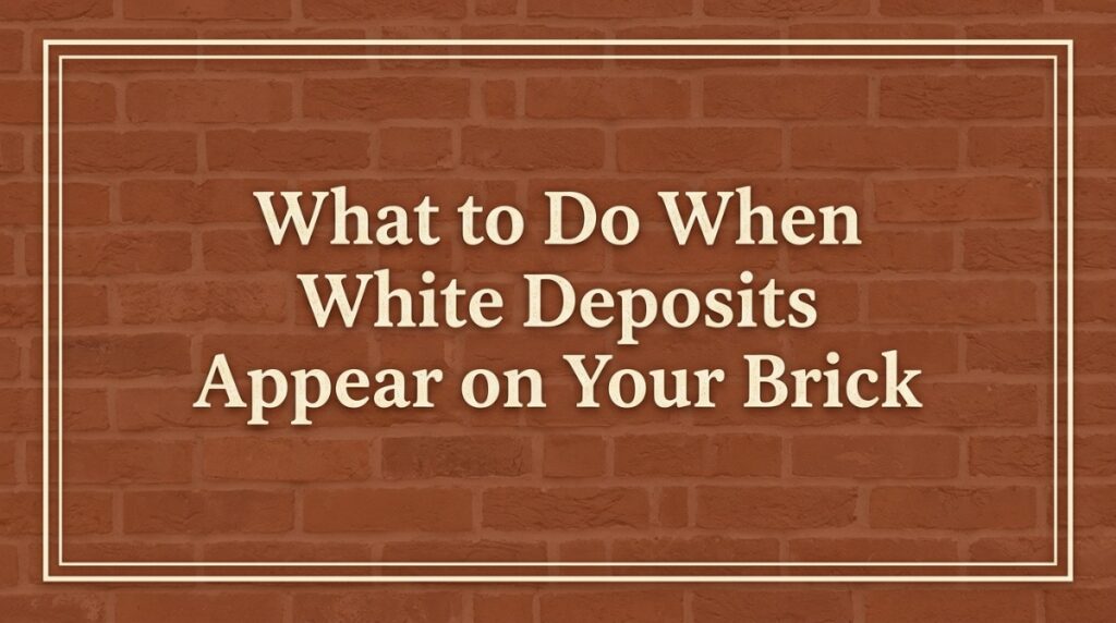 White deposits on brick caused by efflorescence on a Michigan home's chimney