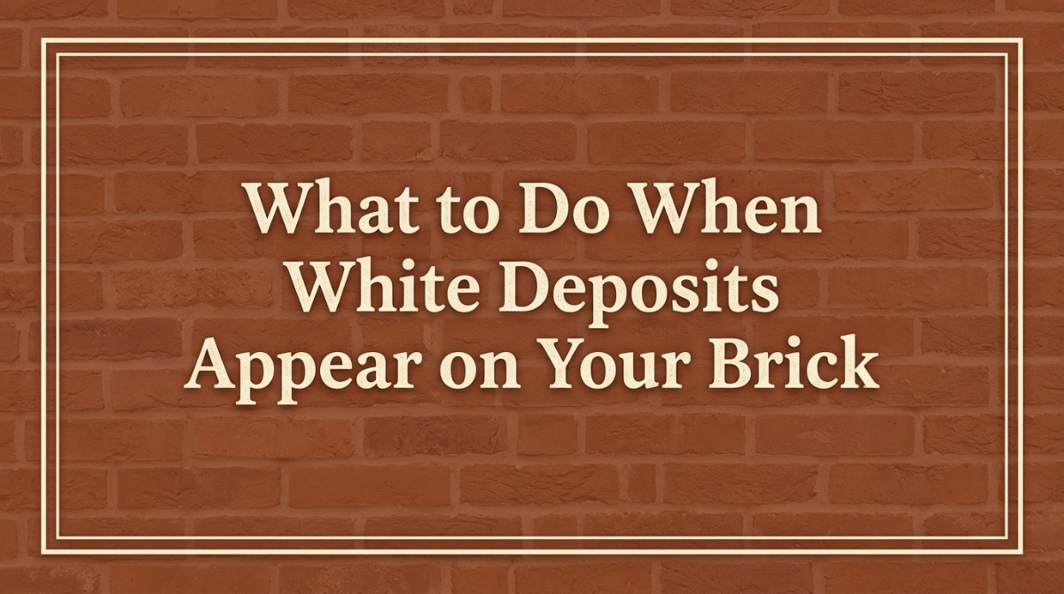 White deposits on brick caused by efflorescence on a Michigan home's chimney