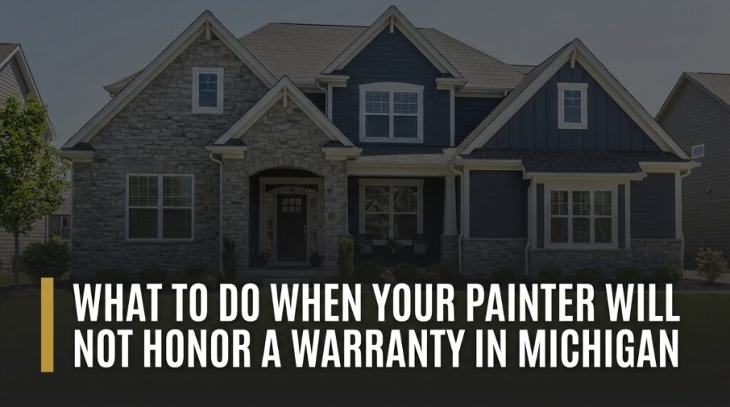 Painter will not honor warranty in Michigan after exterior paint starts peeling