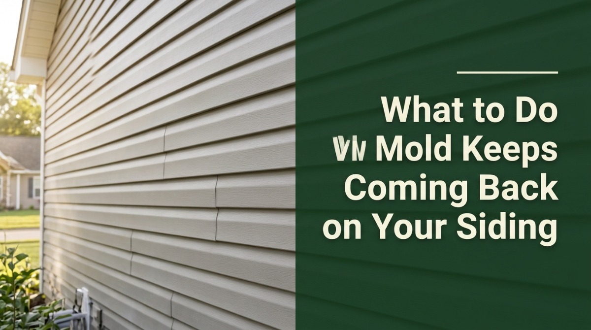 Mold keeps coming back on siding on a shaded Michigan home's exterior wall